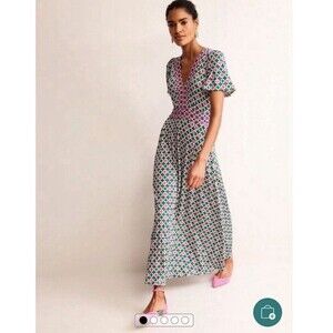 Boden Dress Size 14 Ellie Flutter Maxi Tea Dress Vacation Spring Easter